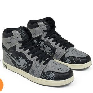 Reason Flaming Skull Sneakers - Grey